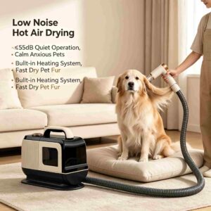 STG22 5-in-1 quiet pet grooming vacuum with 12,000Pa suction, 3L dust cup and 5-layer HEPA filtration for B2B wholesale