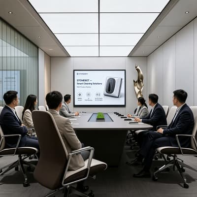 Meeting room used for OEM and ODM project reviews at the Stonebot factory
