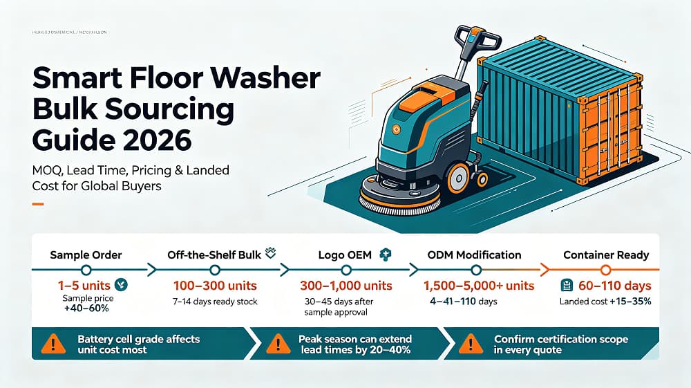 Smart Floor Washer Bulk Orders: MOQ, Lead Time & Real Landed Cost 2026 | Global Wholesale