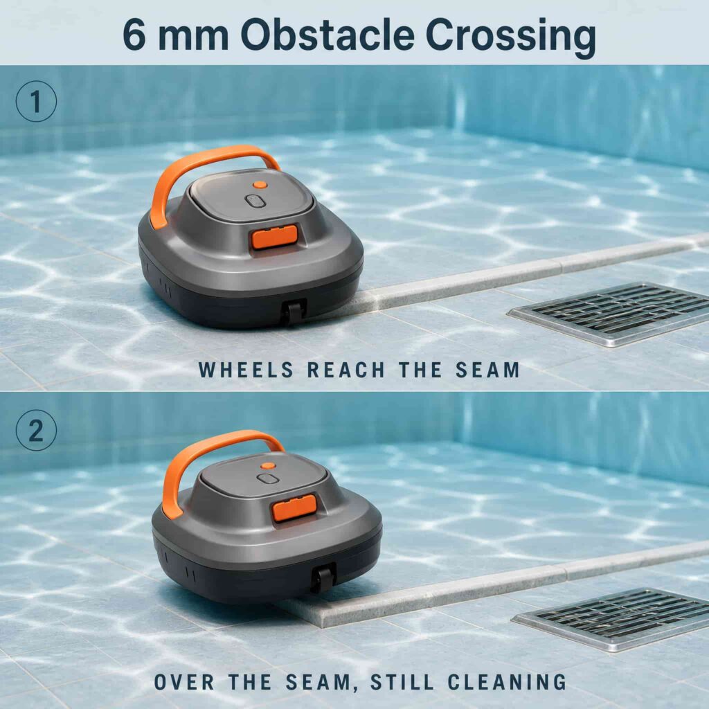 ST-SP2 cordless robotic pool cleaner, 6mm obstacle crossing function for pool floor cleaning