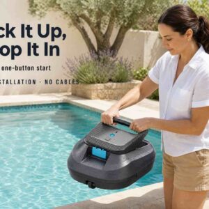 ST-SP2X lightweight cordless robotic pool cleaner, easy one-hand carry to place in pool