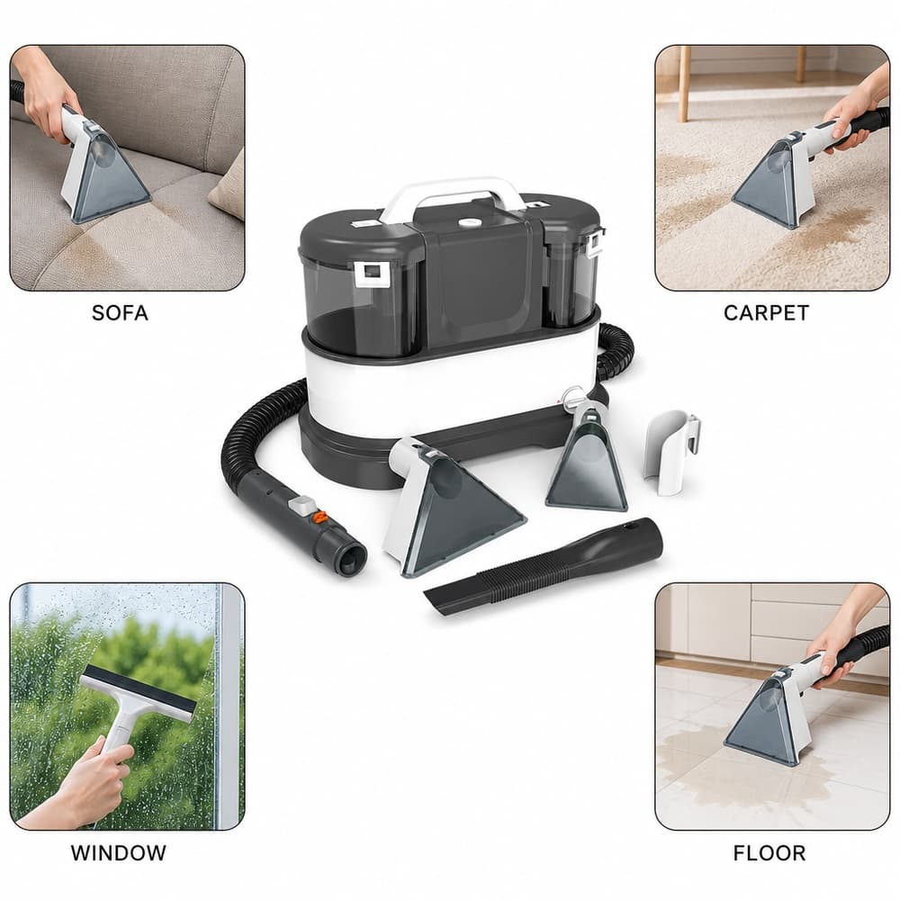 ST-LB-08A 4-in-1 multi-function steam cleaner with sofa, carpet, window and floor cleaning application demonstrations
