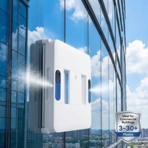 W45D Robotic Window Cleaner with Dual Rotating Pads — Electric Glass Cleaning Robot for High-Rise Facades